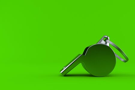 Whistle isolated on green background. 3d illustrationの写真素材