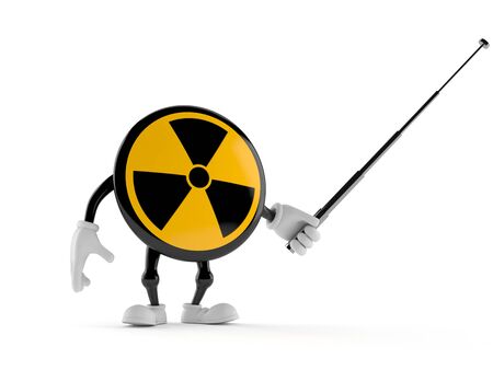 Radioactive character with pointer stick isolated on white background. 3d illustrationの写真素材
