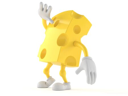 Cheese character looking up isolated on white background. 3d illustrationの写真素材