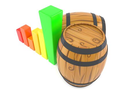 Casks with chart isolated on white background. 3d illustrationの写真素材