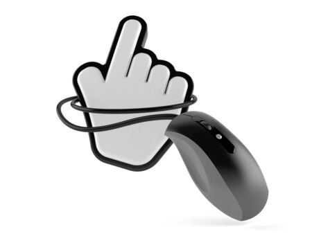 Cursor with computer mouse isolated on white background. 3d illustrationの写真素材
