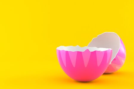 Open easter egg isolated on orange background. 3d illustration