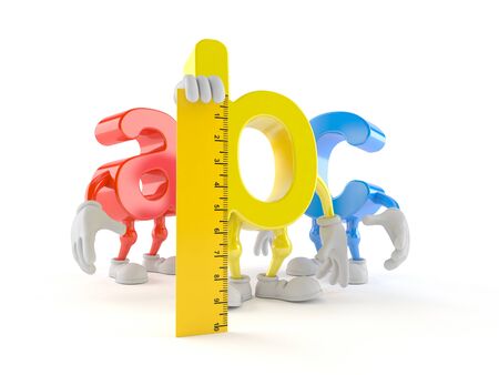 ABC character holding ruler isolated on white background. 3d illustrationの写真素材