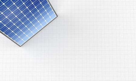 Photovoltaic panel on sheet of paper. 3d illustrationの写真素材