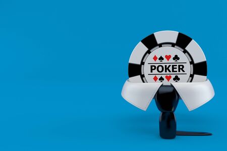 Business collar with poker chip isolated on blue background. 3d illustrationの写真素材