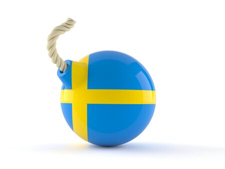Bomb with swedish flag isolated on white background. 3d illustrationの写真素材