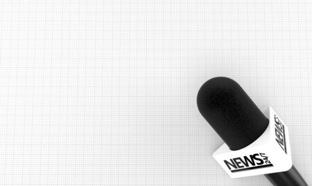 Interview microphone on sheet of paper. 3d illustrationの写真素材