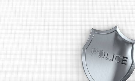 Police badge on sheet of paper. 3d illustrationの写真素材