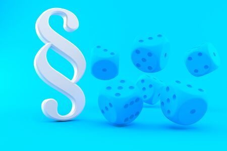 Gambling background with paragraph symbol in blue color. 3d illustrationの写真素材