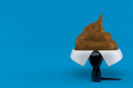 Business collar with dung poo isolated on blue background. 3d illustrationの写真素材