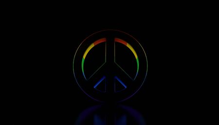 Peace symbol on black background. 3d illustrationの写真素材