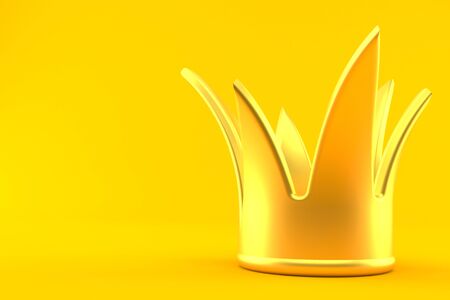 Golden crown isolated on orange background. 3d illustrationの写真素材