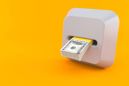 Keyword key with money isolated on orange background. 3d illustration
