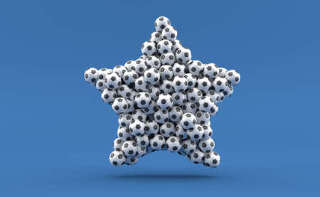 Star symbol made of dice on blue background. 3d illustrationの写真素材