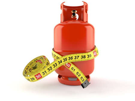 Propane bottle with centimeter isolated on white background. 3d illustration