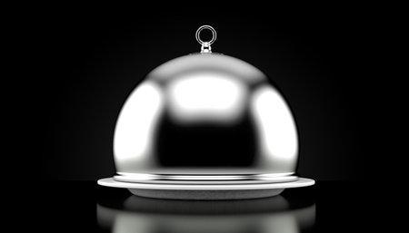 Catering dome on black background. 3d illustrationの写真素材