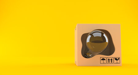 Light bulb inside package isolated on orange background. 3d illustrationの写真素材