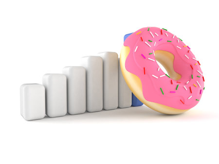 Donut with chart isolated on white background. 3d illustrationの写真素材