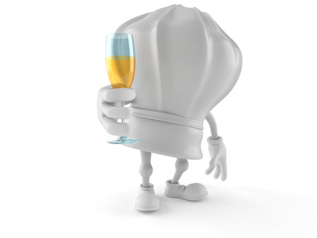 Chef character toasting isolated on white background. 3d illustrationの写真素材