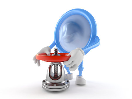 Condom character with valve isolated on white background. 3d illustrationの写真素材