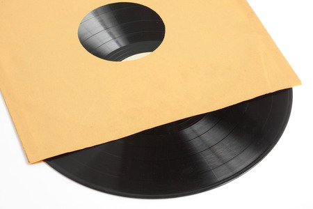 Old vinyl record in a paper caseの写真素材