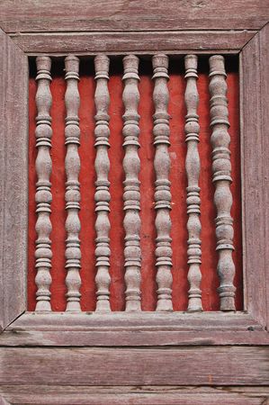 Temple wooden window in Thailandの写真素材