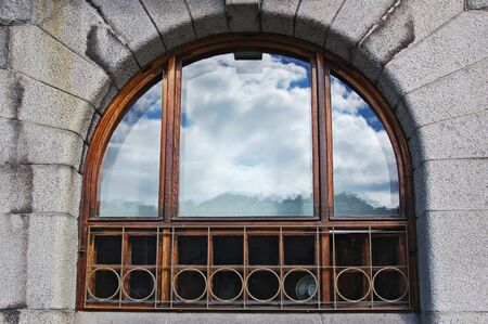 Arched window in Finlandの写真素材