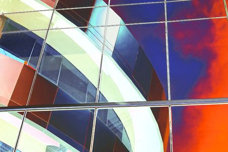 Abstract colorful design from reflecting office windows