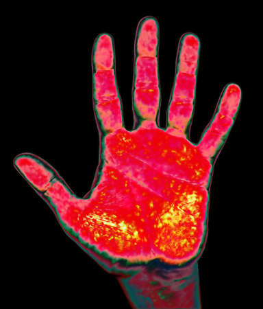 Design of thermal imaging spread hand with clipping pathの写真素材