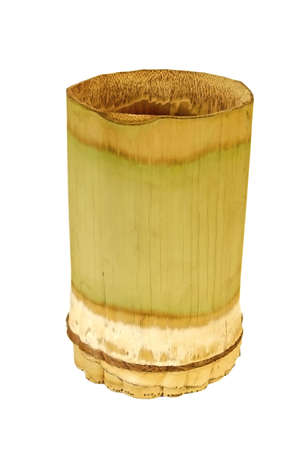 Untreated bamboo cup made in a Thai forest with clipping pathの写真素材