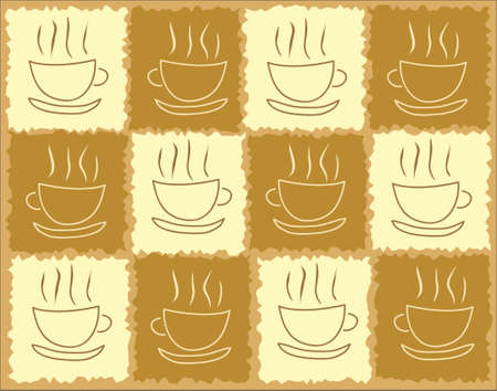 Vector background of steaming coffee cupsのイラスト素材