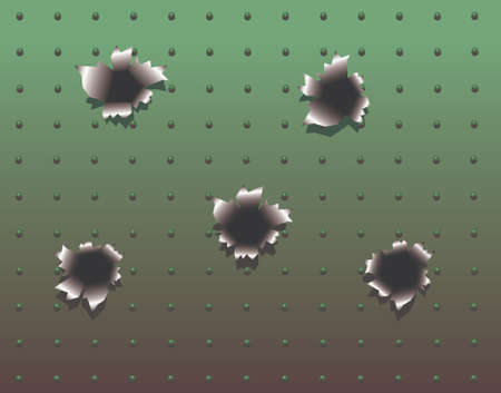 Vector illustration of bullet holes in metalのイラスト素材