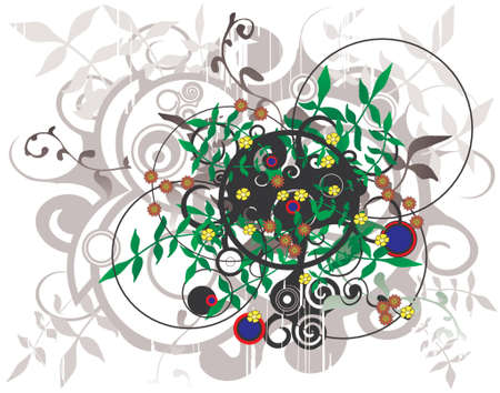 Vector background of plants and other editable elementsのイラスト素材