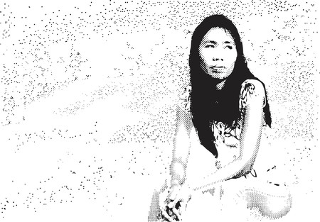 Vector halftone design of a Thai womanのイラスト素材