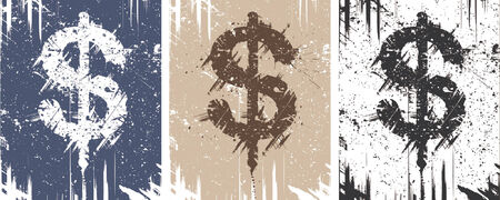 Vector backgrounds of dollar sign with grunge on separate layer or mergedのイラスト素材