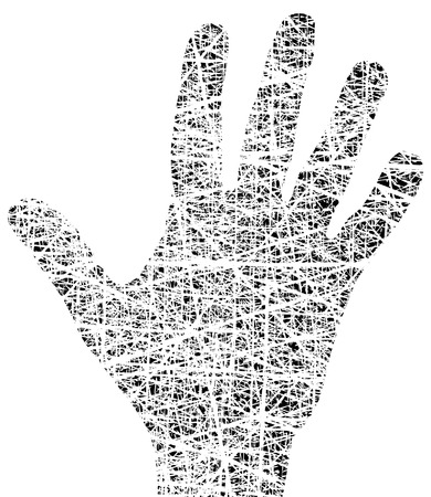 Vector illustration of a hand with line grungeのイラスト素材