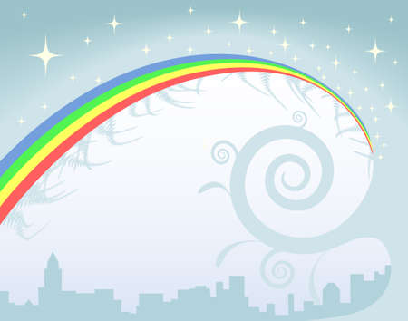 Abstract editable vector background with stars and rainbowのイラスト素材