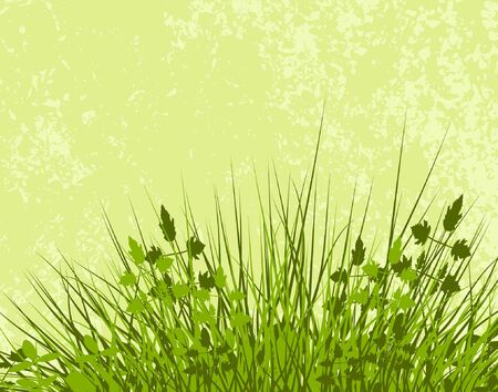 Editable vector illustration of grassy vegetation with grunge and vegetation as separate layersのイラスト素材