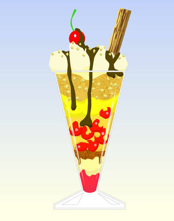 Editable vector illustration of dessert in a tall glassのイラスト素材