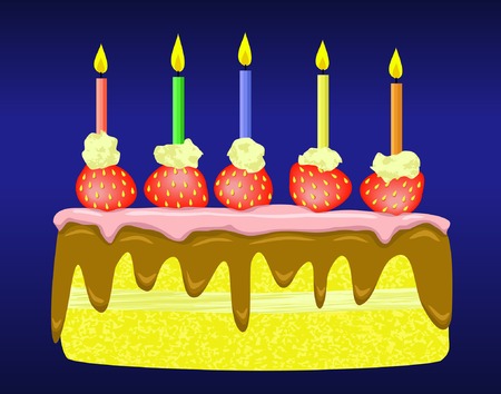 Editable vector illustration of a birthday cakeのイラスト素材