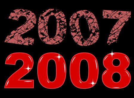 Editable vector design of old and new years as separate elementsのイラスト素材