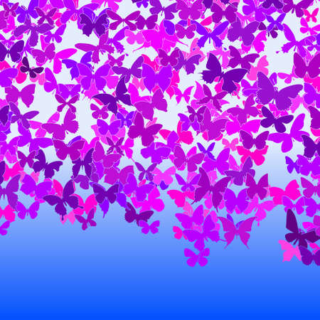 Editable vector illustration of a cloud of butterfliesのイラスト素材