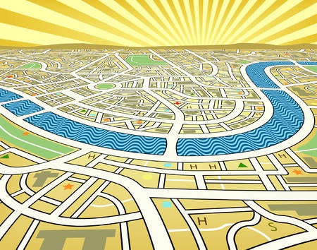 Editable vector illustration of a street map landscape
