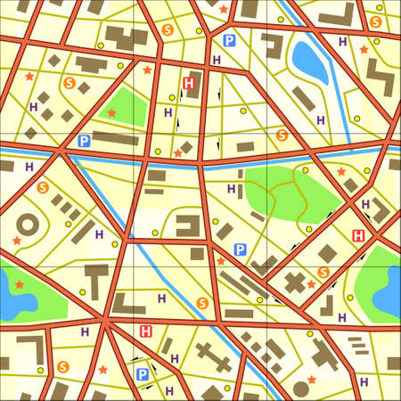Editable vector seamless tile of a generic city without namesのイラスト素材