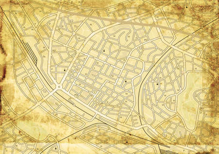 Old stained street map with no names