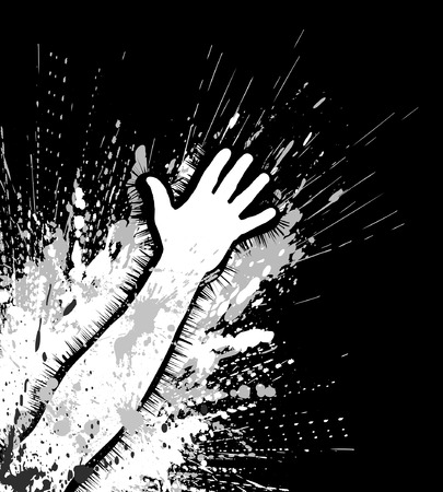 Editable vector illustration of an arm and grunge elementsのイラスト素材
