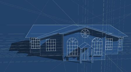 Illustration of a generic house design in blueの写真素材