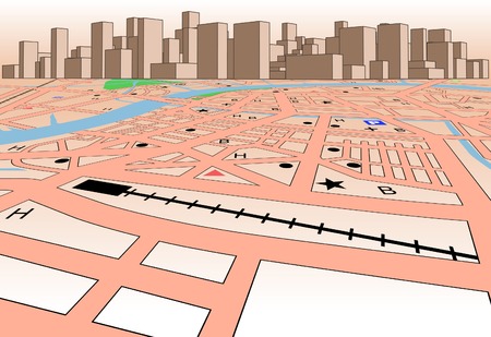Vector streetmap of a generic city plus skylineのイラスト素材