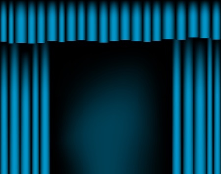Editable vector illustration of open blue curtainsのイラスト素材