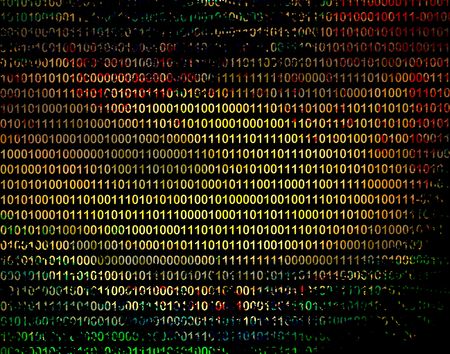 Abstract design of binary code and colorful grunge